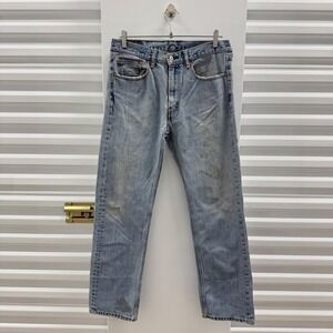 Levis 501 Straight Leg Jeans Light Wash Distressed Blue Denim 32x31 Womens